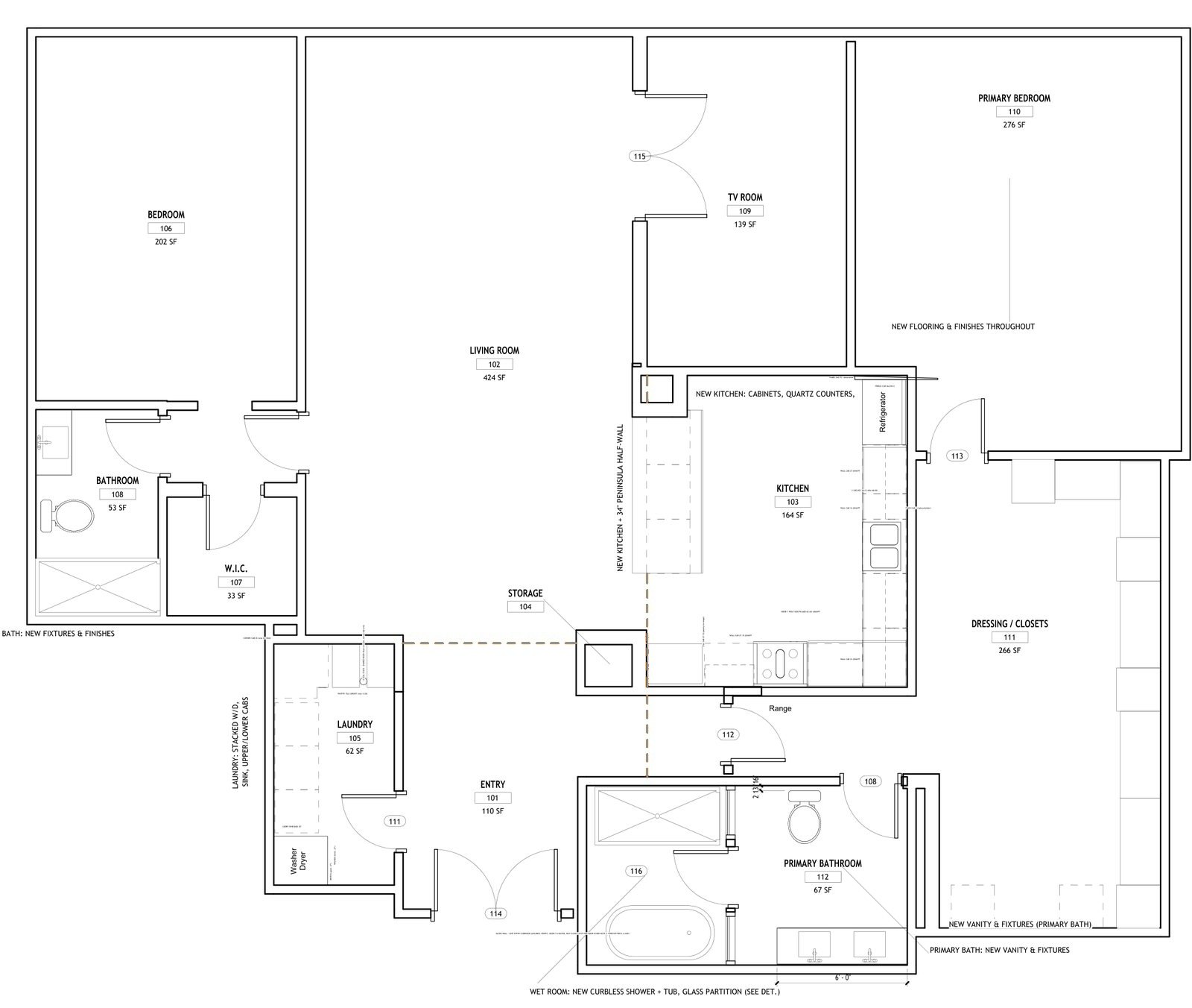 Renovation floor plan from the real permit set